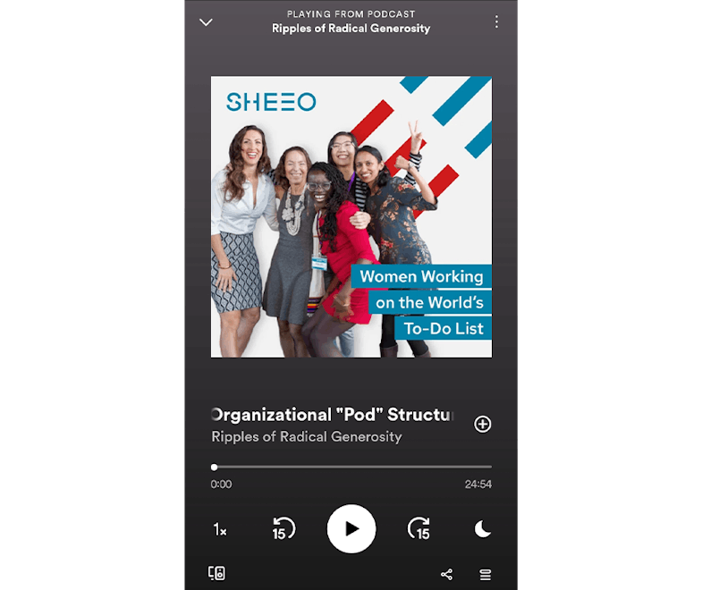 SHEEO podcast episode with Sue de Bievre playing on Spotify