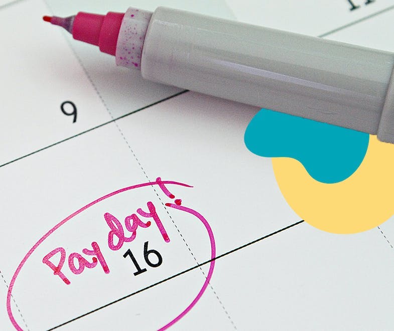 Calendar showing payday